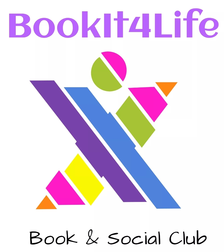 Colorful abstract figure with text 'BookIt4Life' and 'Book & Social Club' below.