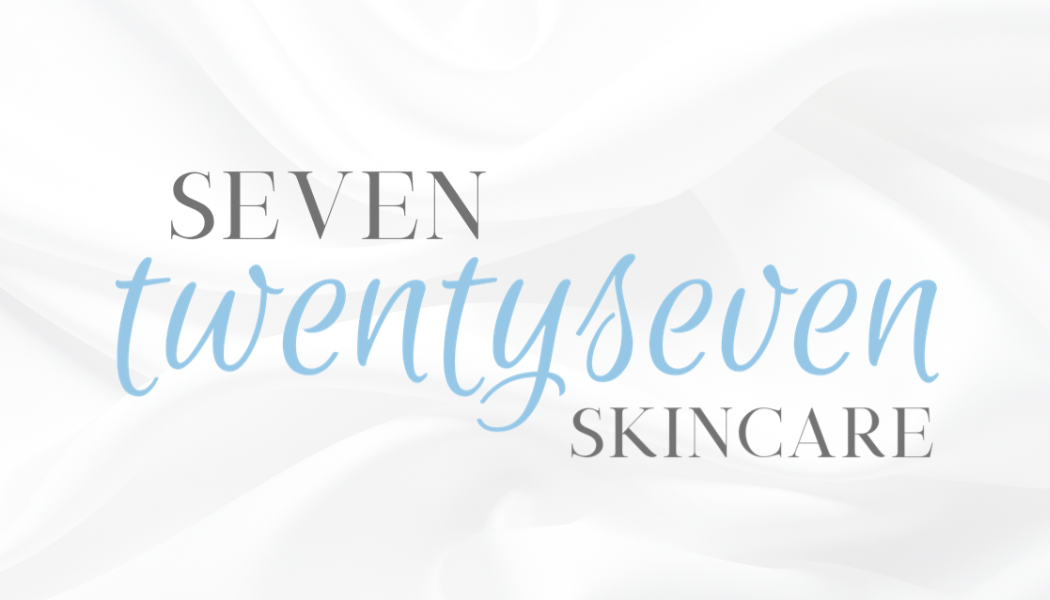 Text reading 'SEVEN twentyseven SKINCARE' on a white background.
